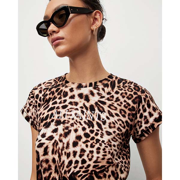 Allsaints Australia Womens Evita Anna Leopard Print T-Shirt Brown AU35-465
